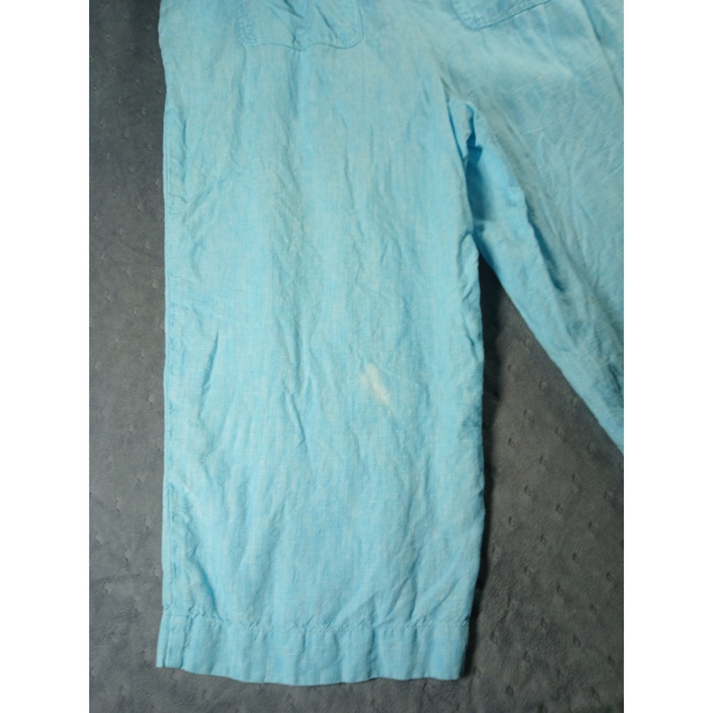 Talbots Nantucket Pull-On Wide Leg Crop Pants Light Blue 100% Linen LPetite - Picture 4 of 8